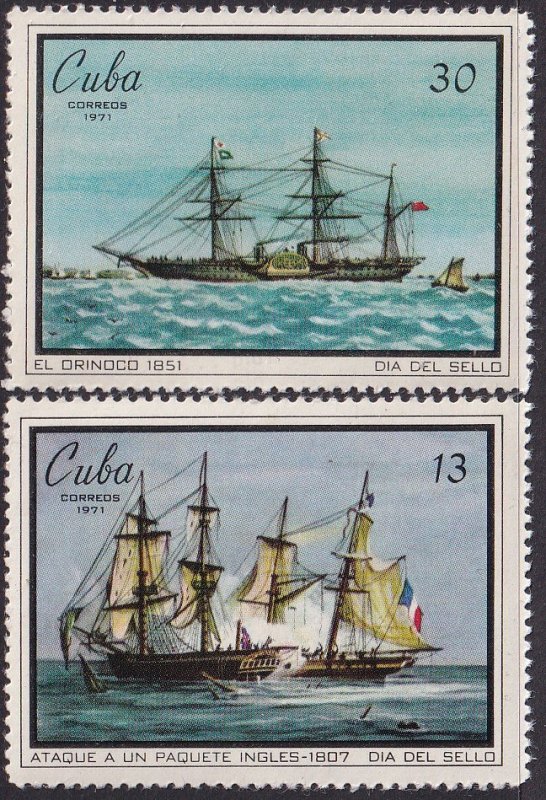 Sc# 1616 / 1617 Cuba 1971 Stamp Day complete set MNH CV: $7.75