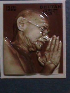 ​BHUTAN-1972 SC#145A MAHADAMA GANDHI PLASTIC HEAT MOLDED 3D MNH VF LAST ONE