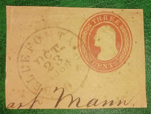 US 1853-55 Envelope Cut Square Scott #U3 or U5 Stamp