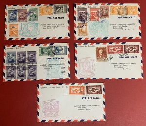 Portugal and Colonies, 1941, Lot of 5 Pan American Airways Flight Covers