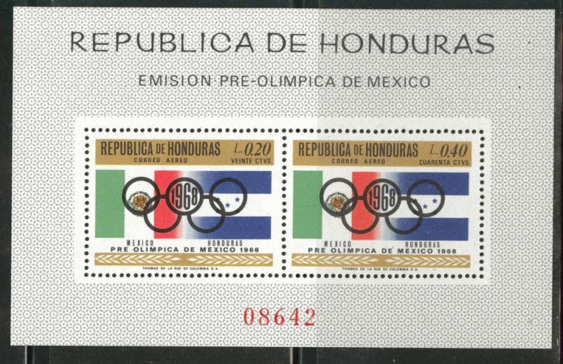 Honduras  Scott C429-430 MNH** 1968 Olympic stamp sheet