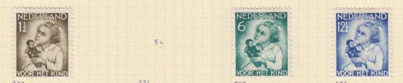 NETHERLANDS, 1934 Child Welfare, 1 1/2c., 6c. & 12 1/2c., heavy hinged mint.