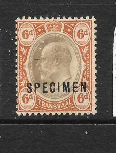 TRANSVAAL  1902  6d   KEVII   SPECIMEN    MH   SG 250s