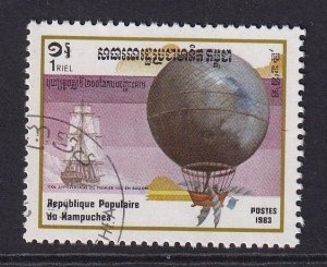 Cambodia   #415 cancelled  1983 hot air balloons  1r