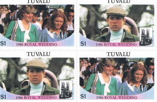 Tuvalu 382a-b Pair MNH Blk 4 Royal Wedding 1986 (T0024)