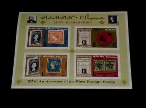 AJMAN #43a, 1965, CENTENARY EXHIBITION, SOUVENIR SHEET, MNH, NICE! LQQK!