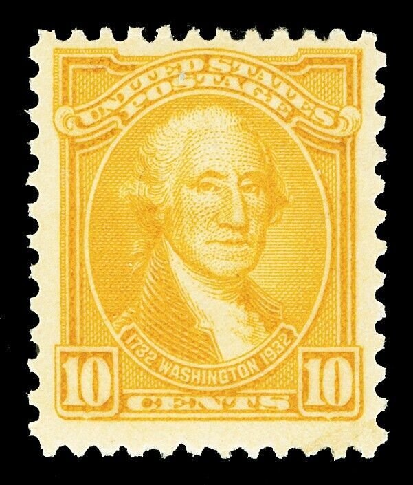 Scott 715 1932 10c Orange Yellow Washington Issue Mint F-VF OG NH Cat $15