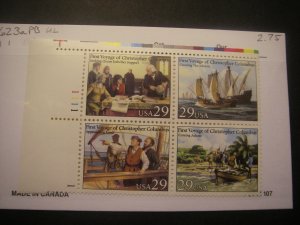 Scott 2620 - 2623 or 2623a, 29c Voyages of Columbus, PB4 #1111 1 UL, MNH Beauty