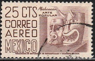 MEXICO C220A, 25cts 1950 Definitive 2nd Printing wmk 300 USED. F-VF. (1071)