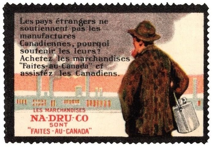 1930's Canada Poster Stamp Foreign Countries Do Not Support Manufacturers