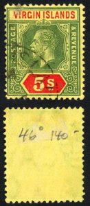 Virgin Islands 1913-19 SG.77 5s green and red on yellow wmk MCA used c130 pounds