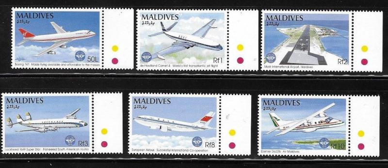 Maldives 1994 ICAO Airplanes Sc 2030-2035 MNH A977