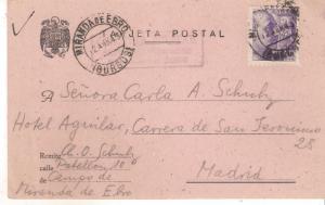 1943 Spain Miranda de Ebro Internment camp postcard cover CH Schulz England