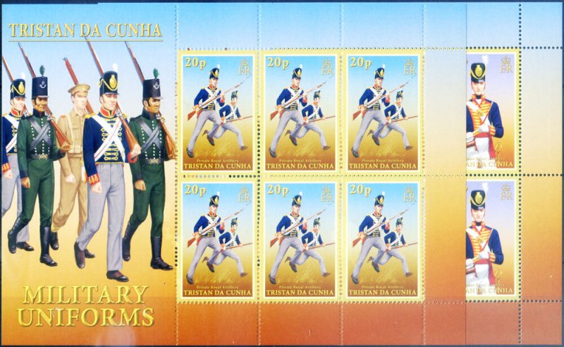 2008 Military Uniforms. 6 mini sheets.