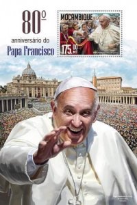 Mozambique 2016 POPE FRANCIS s/s Perforated Mint (NH)