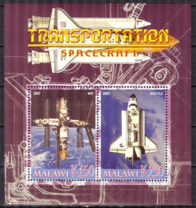Malawi 2007 Transportation Space Spacecraft Shuttle Station MIR Sheet MNH