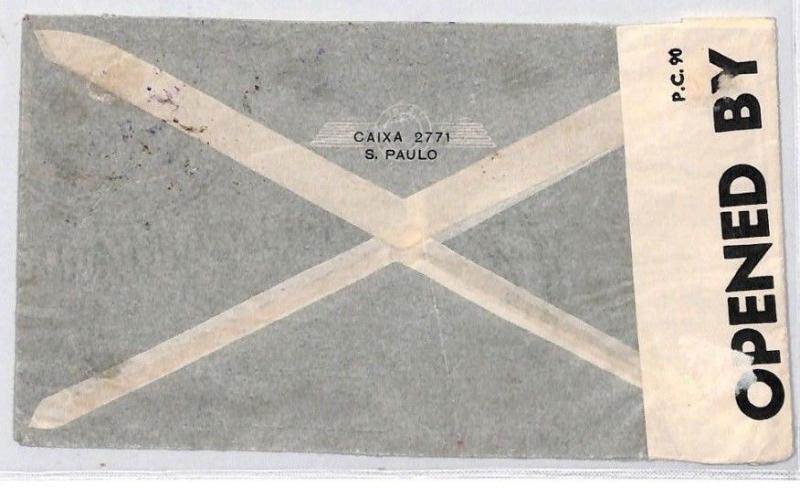 CE91 AVIATION Brazil 1942 WW2 Cachets *VIA AFRICA-LISBON* Air Mail Cover London