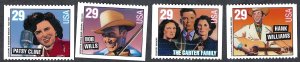 United States #2775-78 29¢ Country Music (1993). Four singles from booklet. MNH