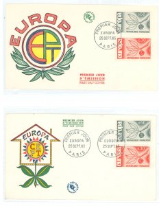 France 1131-2 1965 Europa (CEPT) set of two on two unaddressed first day covers with two different cachets.