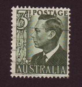 Australia 1951 Sc#233, SG#237d 3d Green KGVI, Kings, Royalty USED