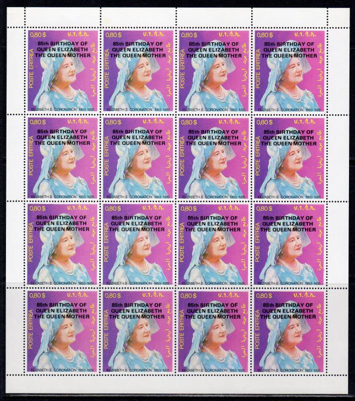 Eritrea 1985 Queen Mother 85th.Birthday Mini-Sheetlet 16 Perforated MNH