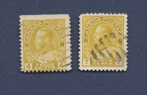 CANADA - Scott 110 & 113- used hinged - - 1922