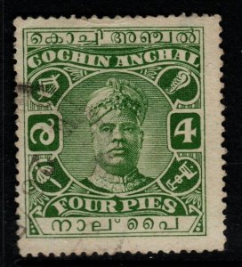 INDIA-COCHIN SG36 1916 4p GREEN USED