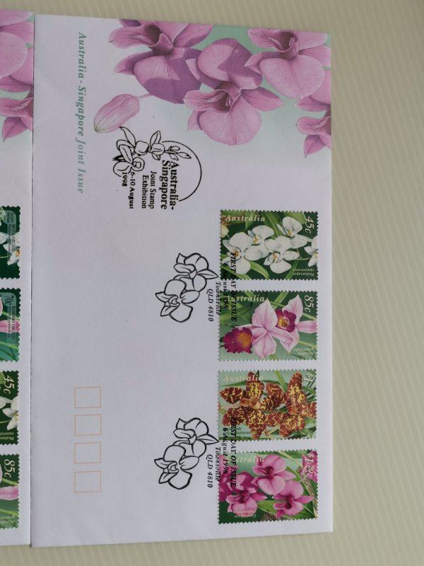 SINGAPORE 1998 THREE FDCs - ON FOUR NATIVE ORCHID SPECIES