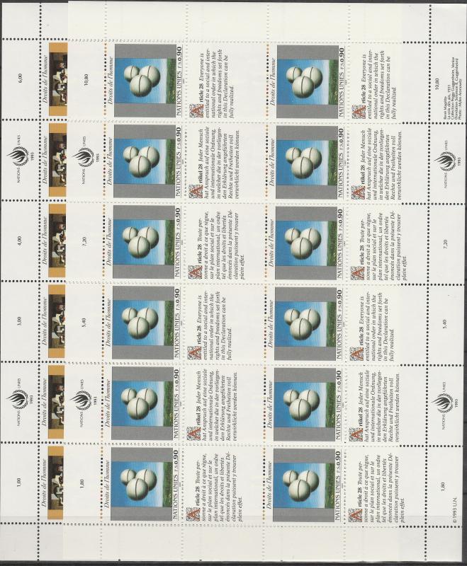 United Nations Geneva #234-5  Panes Of 12  MNH  CV $25.00 (S6249L)