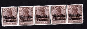 Germany Offices In Morocco Mint NH Strip of Five!