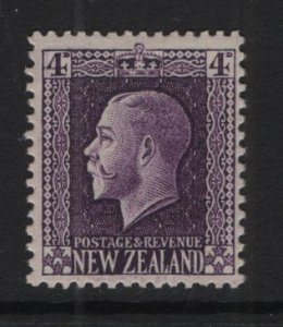New Zealand  #151  MH  1916   King George V    4p  purple  14 x 13 1/2