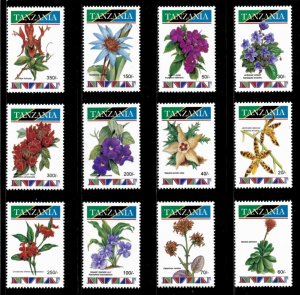 Tanzania 1993 - African Flowers - Set of 12 Stamps - Scott #1036-47 - MNH