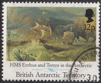 British Antarctic Territory 1991 used Sc #184 12p HMS Erebus, Terror