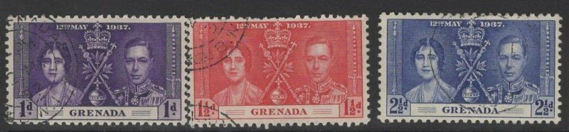 GRENADA SG149/51 1937 CORONATION FINE USED 