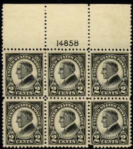 US #610 PLATE BLOCK, Nice Top, VF/XF mint never hinged, see photo, Nice and F...