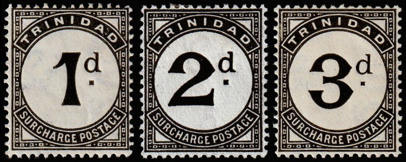 Trinidad & Tobago Scott J1-J3 (1923-25) Mint H VF, CV $26.00 M 