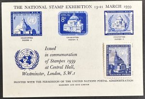 UN #61 MH on Souvenir Sheet - National Stamp Exhibition / Stampex 1959 [CVR328]