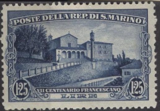 San Marino 112 (mh) 1.25L Francis of Assisi anniv.,  Capuchin church, dp blue