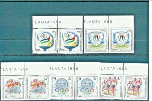 PALESTINIAN AUTHORITY 1996 SPORT ATLANTA OLYMPIC GAMES TOP OF SHEET PAIRS MNH 
