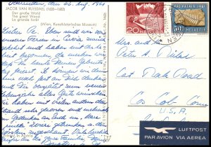 Switzerland to Cos Cob,CY 1961 Airmail Postcard Cover