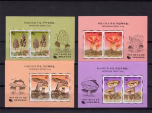 South Korea 1994 Sc#1770a/1773a MUSHROOMS 2nd.Series 4 Souvenir Sheets MNH