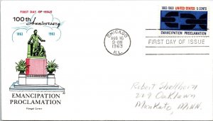 FDC 1963 SC #1233 Fluegel Cachet - Chicago, ILL - Single - F61871