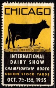 1955 US Poster Stamp Chicago International Dairy Show Championship Rodeo