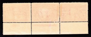 US 324 2c Louisiana Purchase Mint Bot Plt Strip of 3#2160 Fine OG H/H/NH SCV$140