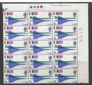 STAMP STATION PERTH GB #582 Concord  Corner Block of 15 MNH 1969