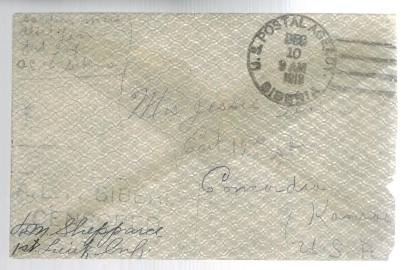 1918 US Army Soldier Cover AEF Siberia Russia Allied Expeditionary Force