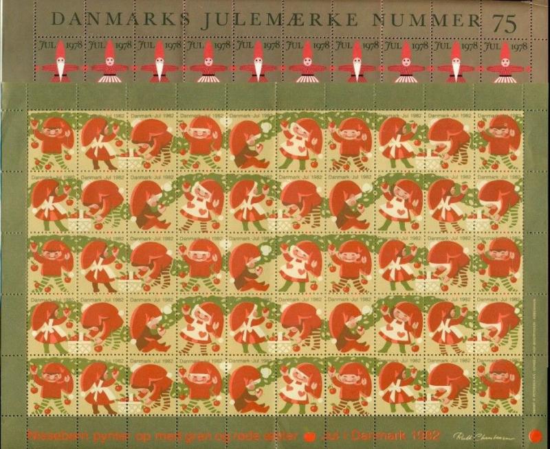 FAROE ISLANDS & DENMARK COMPLETE CHRISTMAS SEAL SHEETS, MINT VF 1978/82, 7 TOTAL