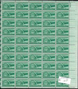 1019 Mint,OG,NH... Pane of 50... Brookman CV $16.50