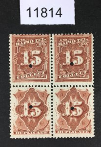 MOMEN: US STAMPS # 1T15a PUNCHED MINT OG NH BLOCK LOT #11814