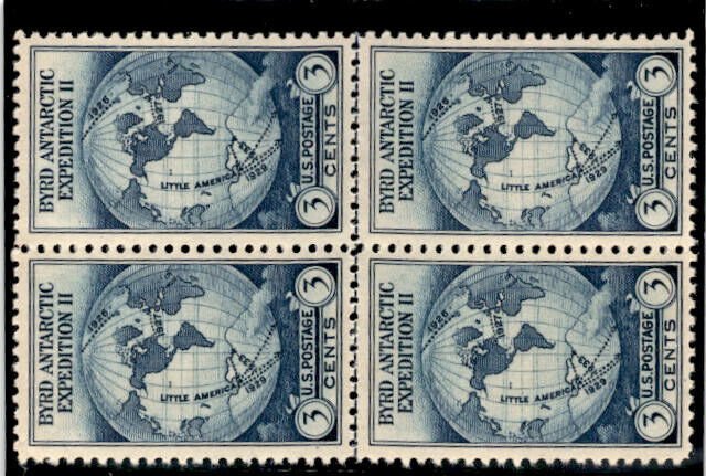 United States Postage Stamp, #753 Block Mint No Gum, 1935 Byrd Antarctic (AG)